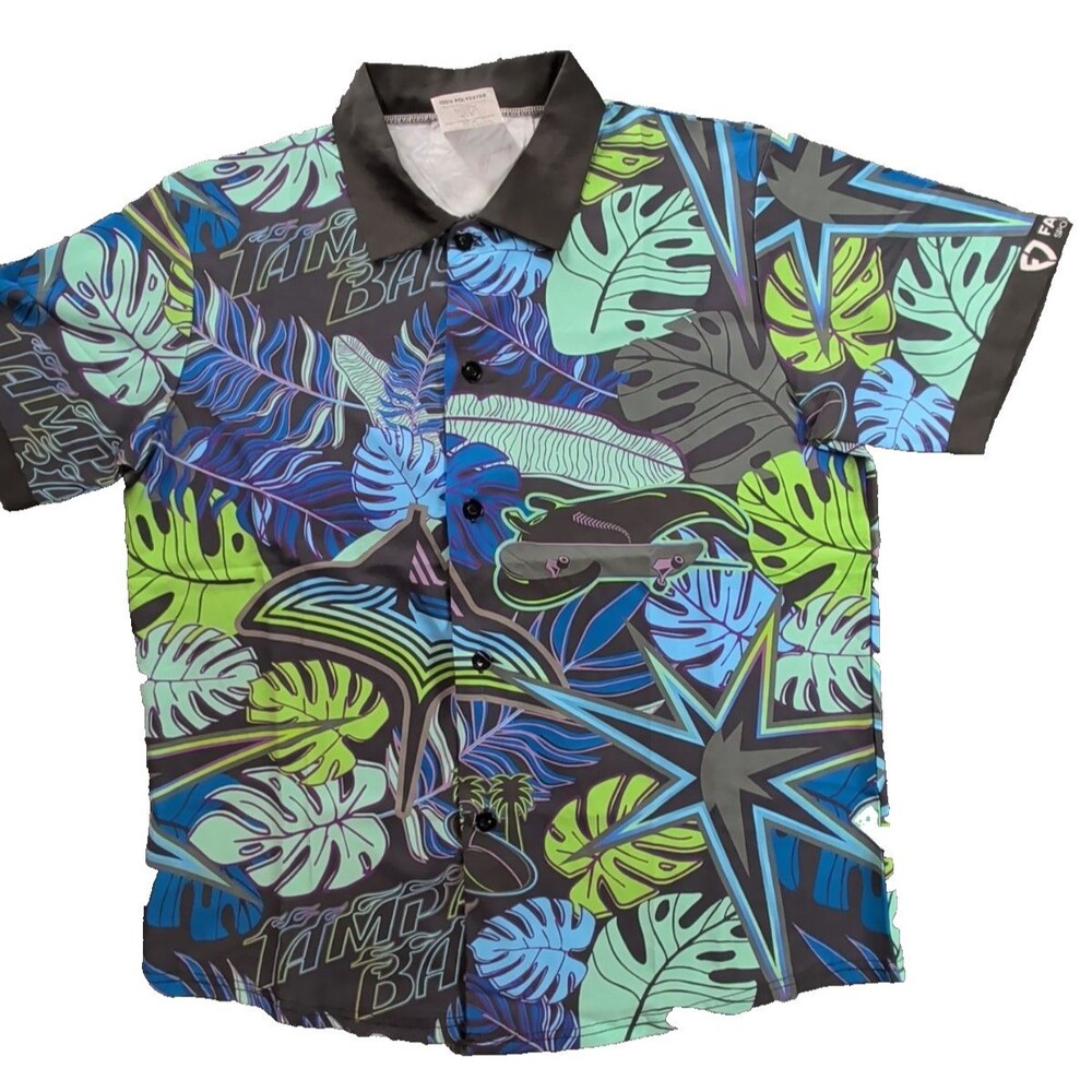 Tampa Bay Rays  Shirt Men's XL City Connect Hawaiian Tropical Button Down Devil